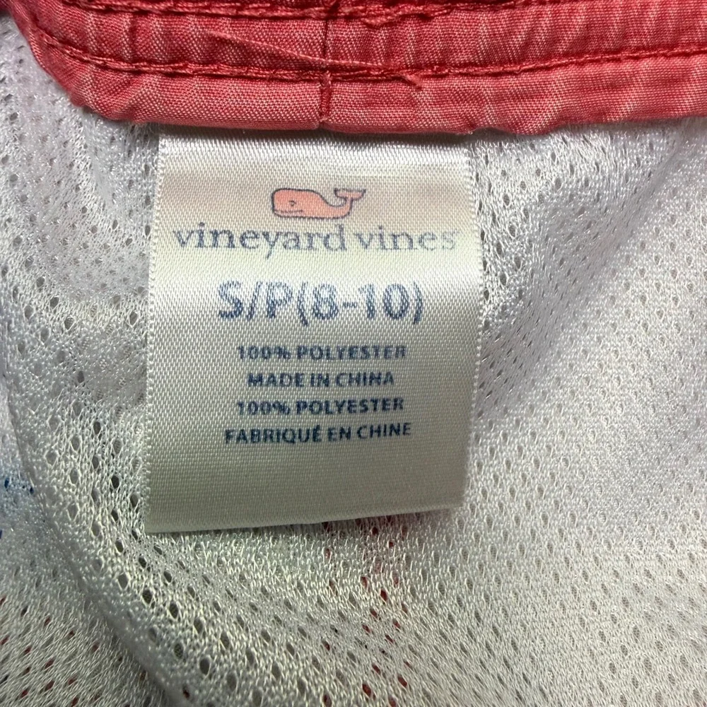 Vineyard‎ Vines Swim Trunks Kids Small 8-10 Pink Blue Palm Leaf Striped Shorts